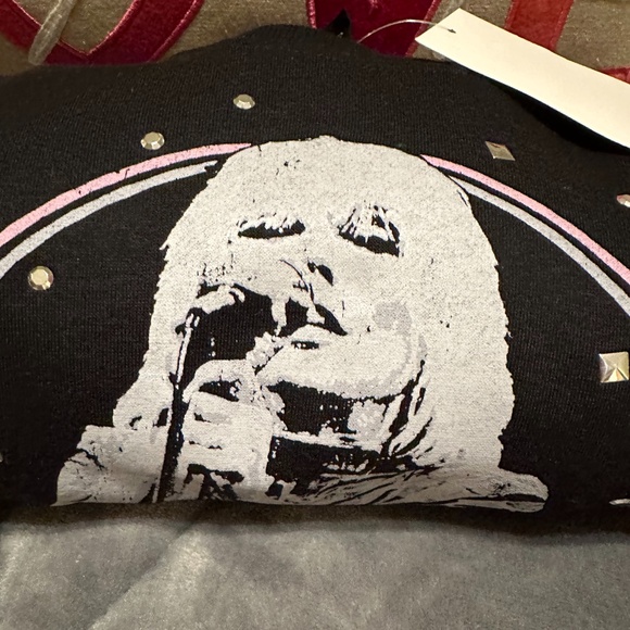 Vinyl Icons Blondie Black Graphic Sweatshirt with Studs & Tassels NWT Size Large - Picture 10 of 11